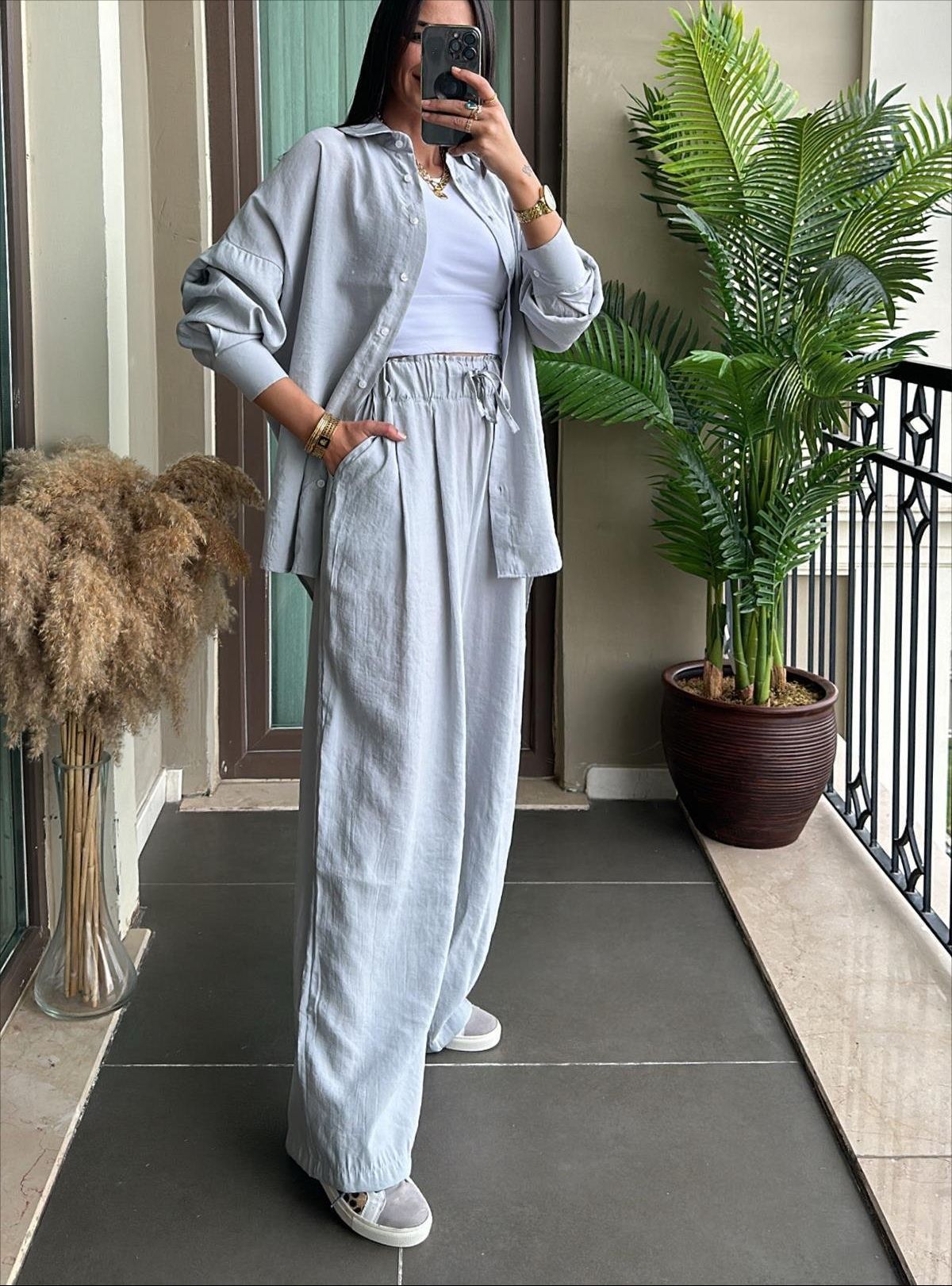 Long Sleeve Shirt Loose Two-piece Pants