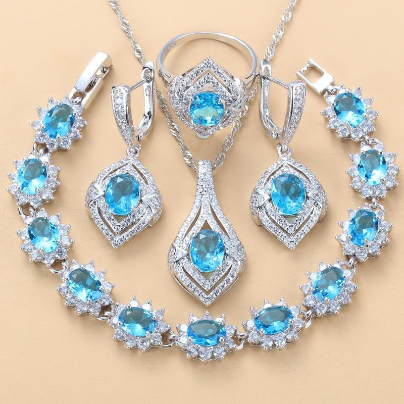 Earrings Necklace And Ring For Women 4 PCs Set