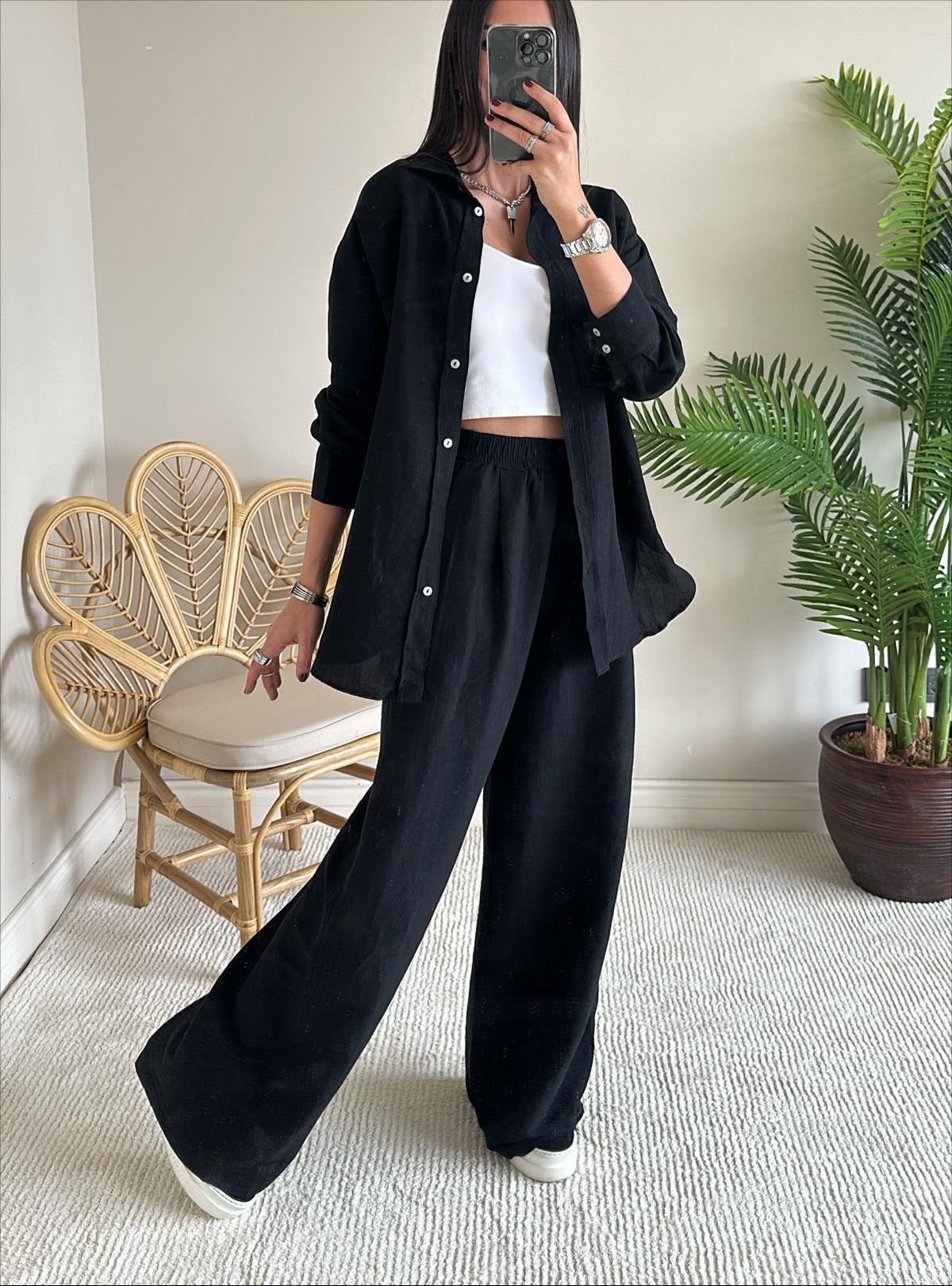 Long Sleeve Shirt Loose Two-piece Pants