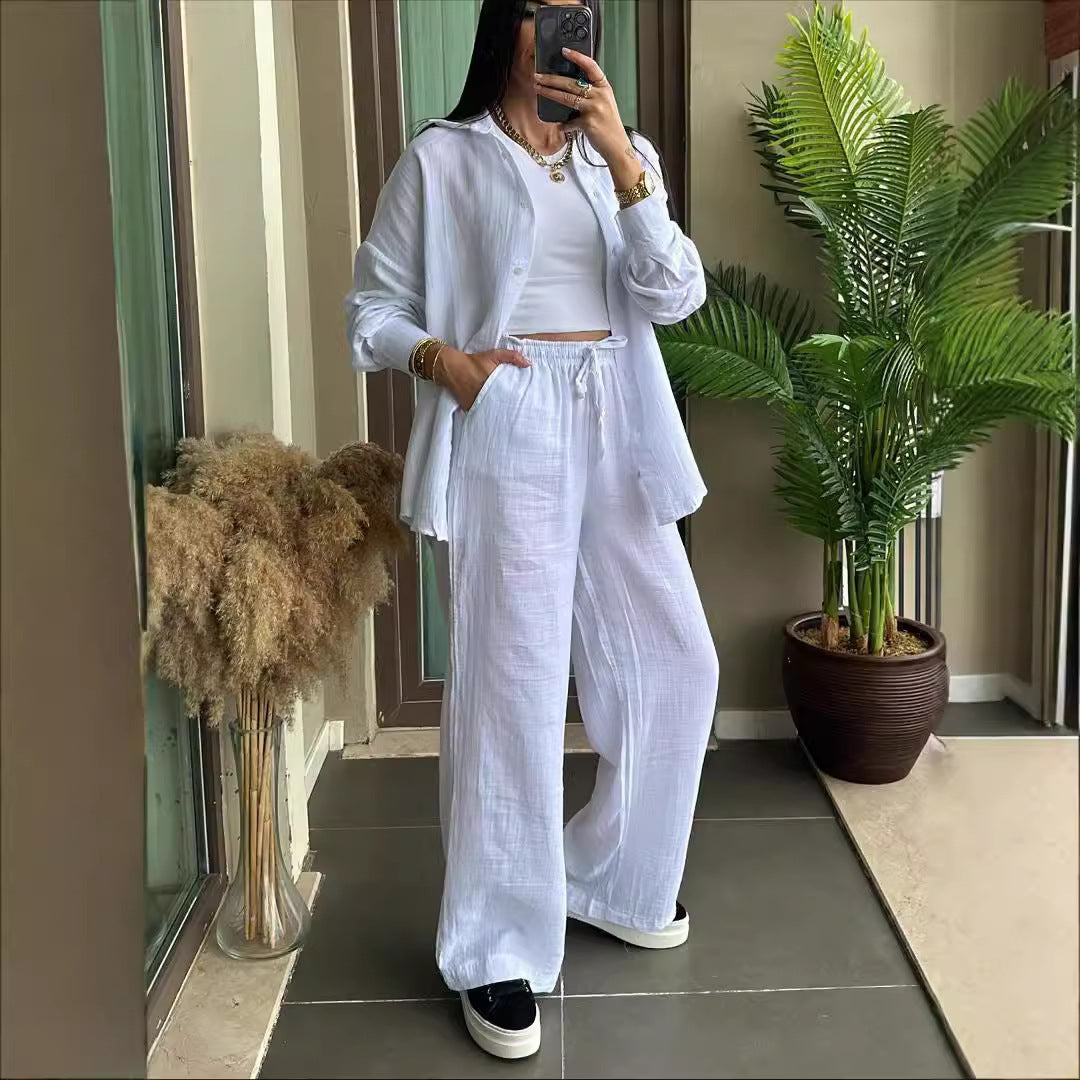 Long Sleeve Shirt Loose Two-piece Pants