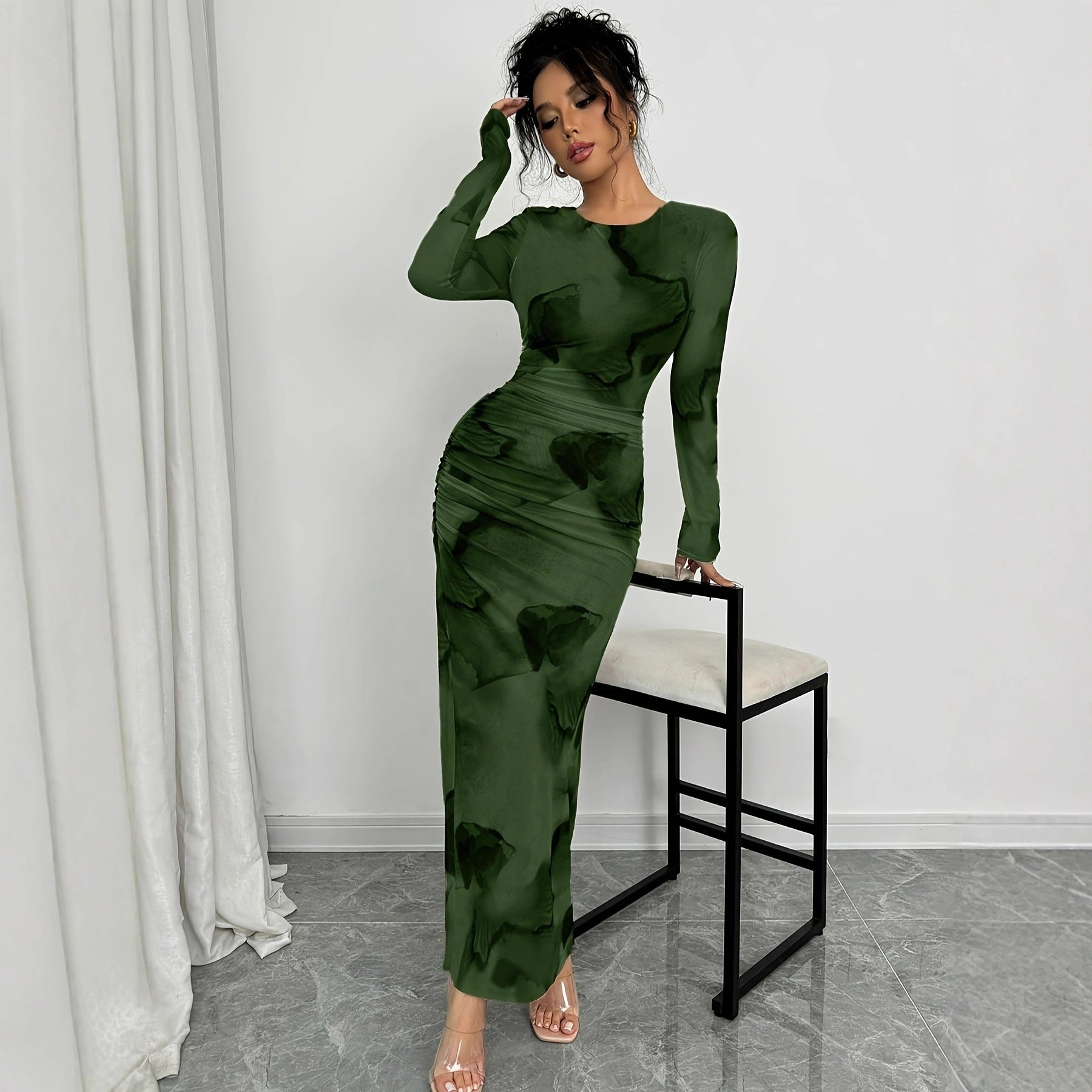 Elegant Double Layer Round  Dress Long