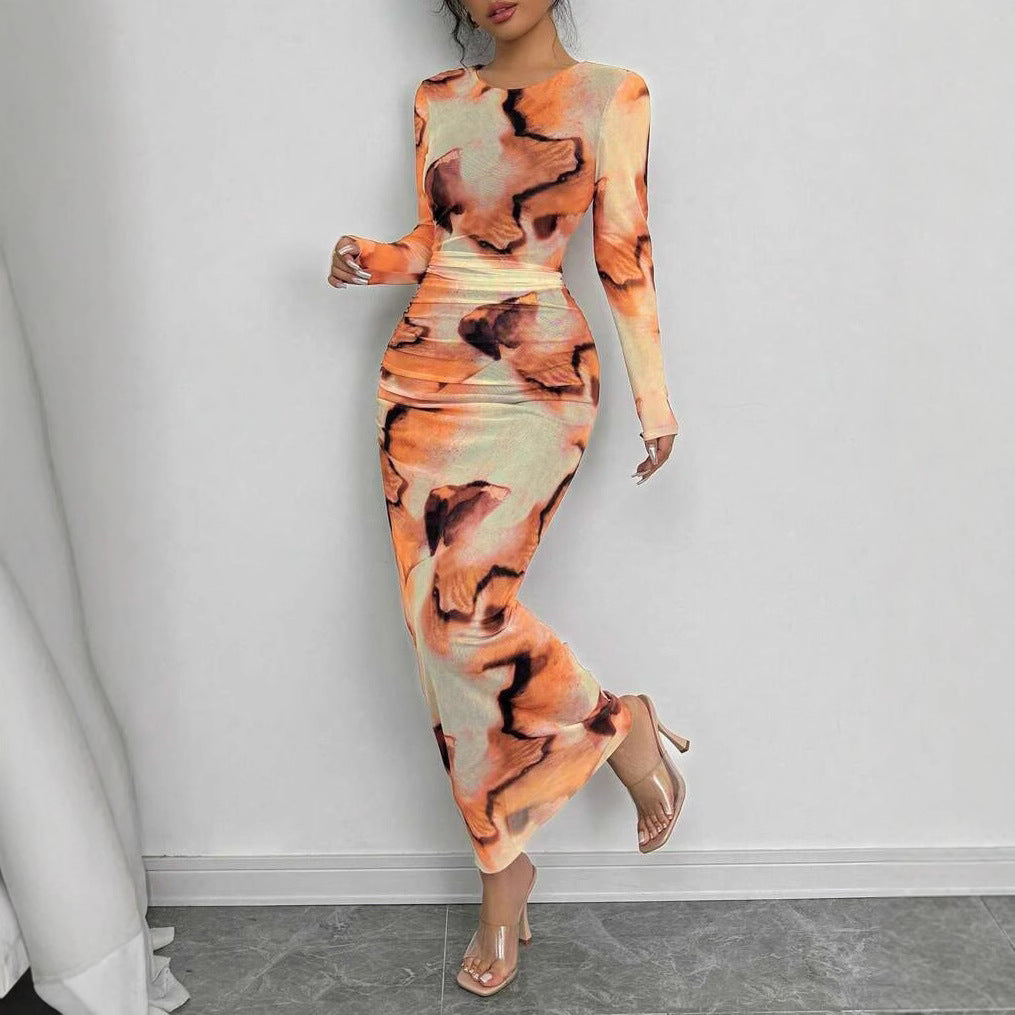 Elegant Double Layer Round  Dress Long