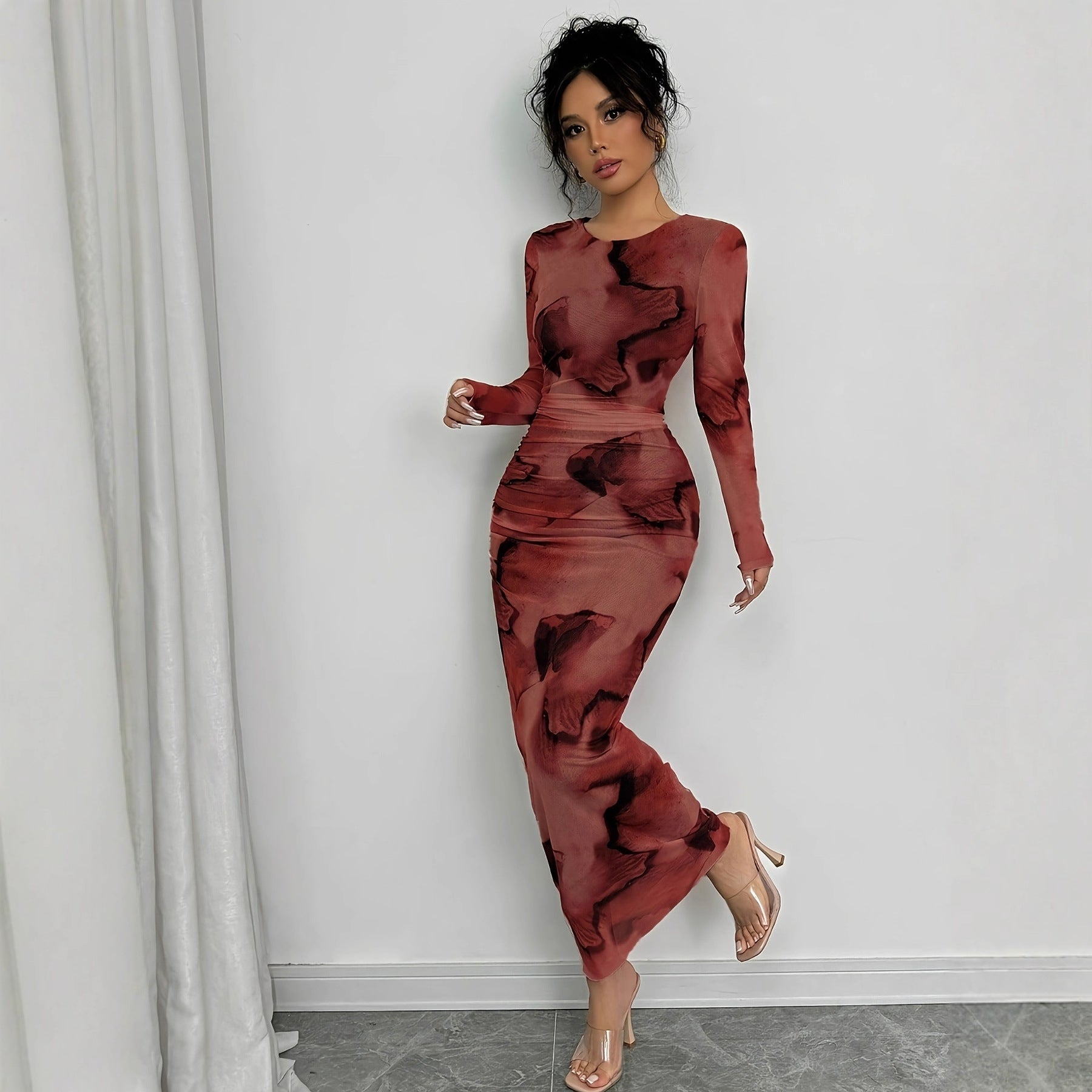 Elegant Double Layer Round  Dress Long