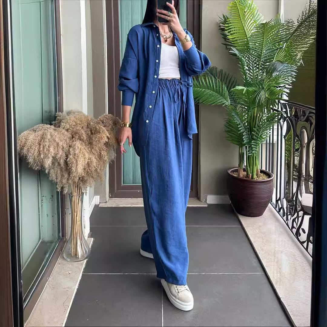 Long Sleeve Shirt Loose Two-piece Pants