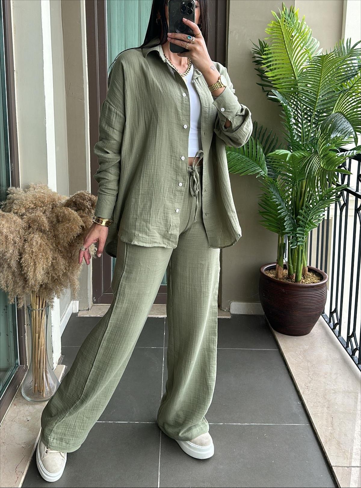 Long Sleeve Shirt Loose Two-piece Pants