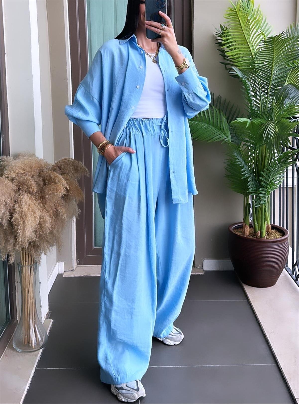 Long Sleeve Shirt Loose Two-piece Pants